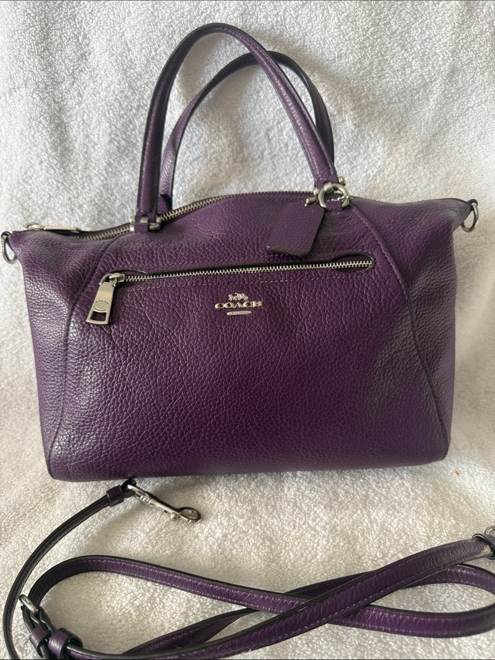 Coach Purple Pebbled Leather Prairie Satchel with Silver Hardware Y2K
